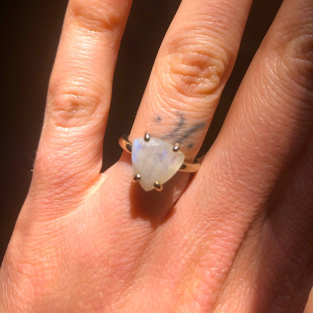 14K White Gold Rainbow Moonstone Ring (Engagement)